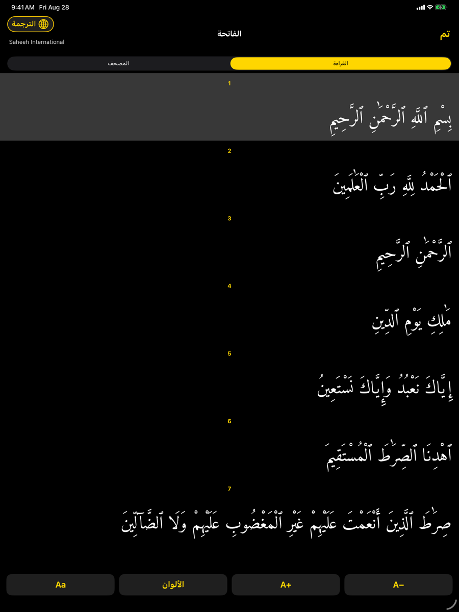 Reader screen — iPad