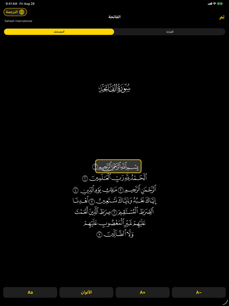 Mushaf screen — iPad