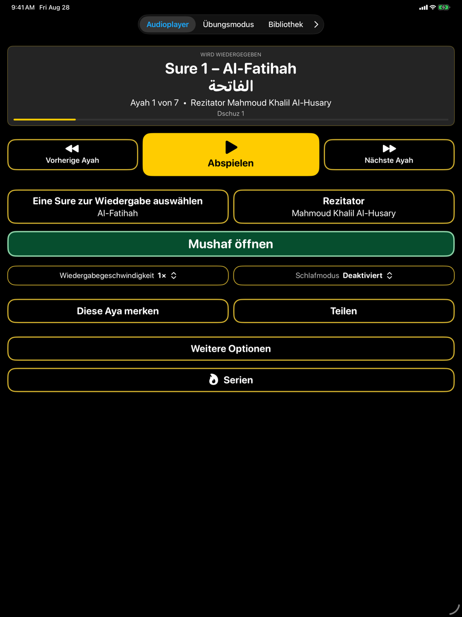 Player screen — iPad