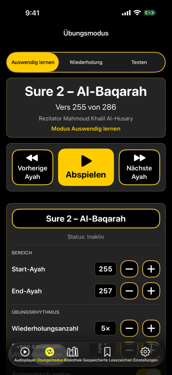 Modes screen — iPhone