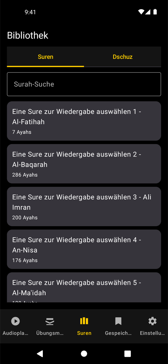 Library screen — Phone
