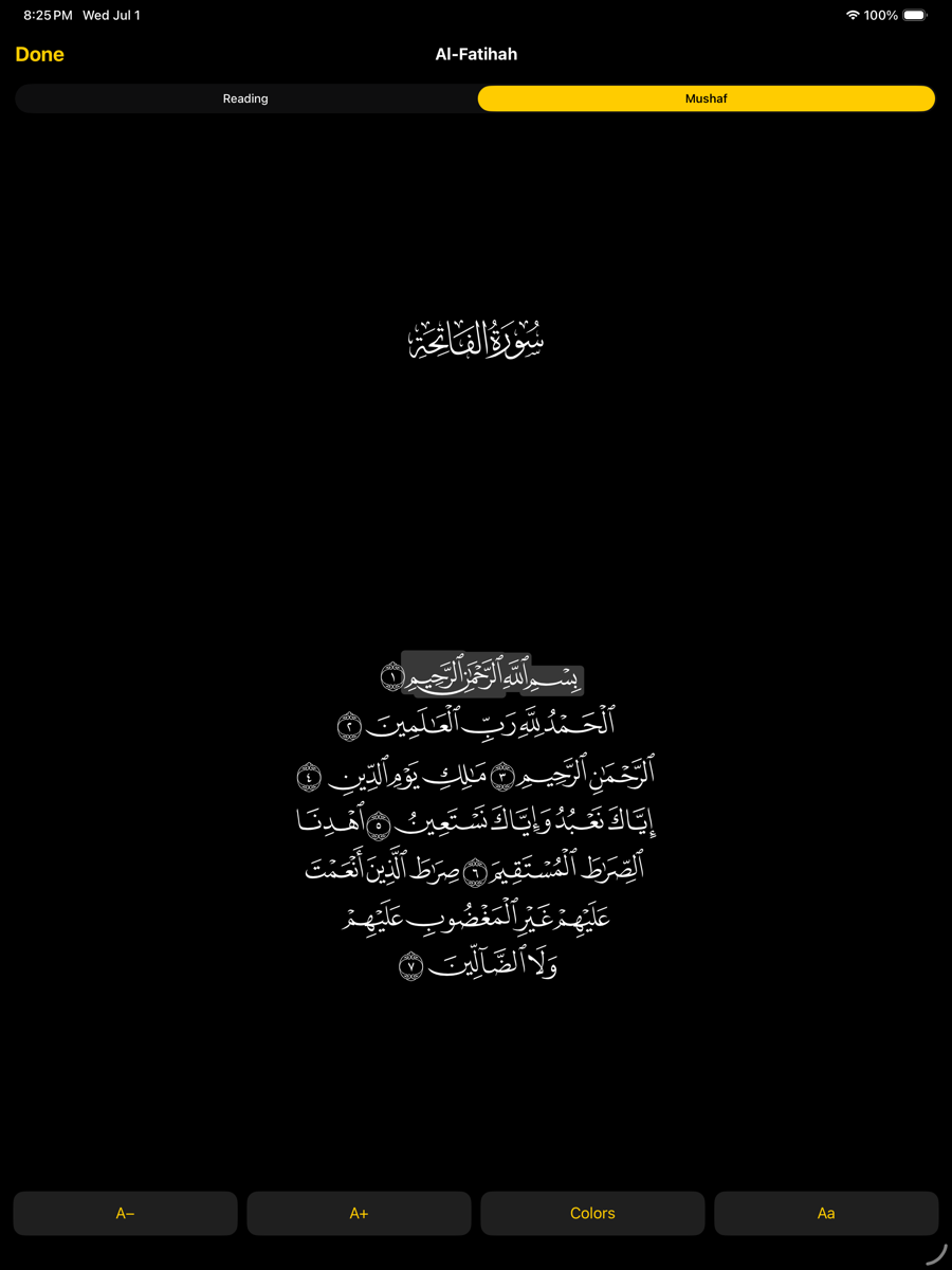 Mushaf screen — iPad
