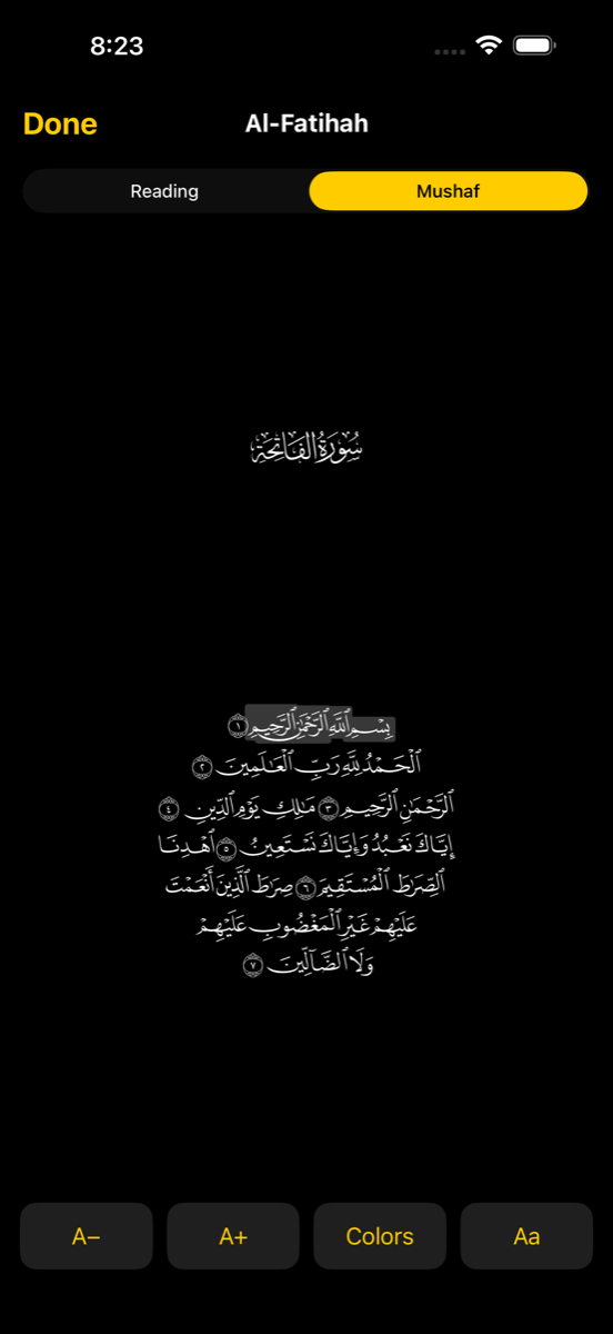 Mushaf screen — iPhone