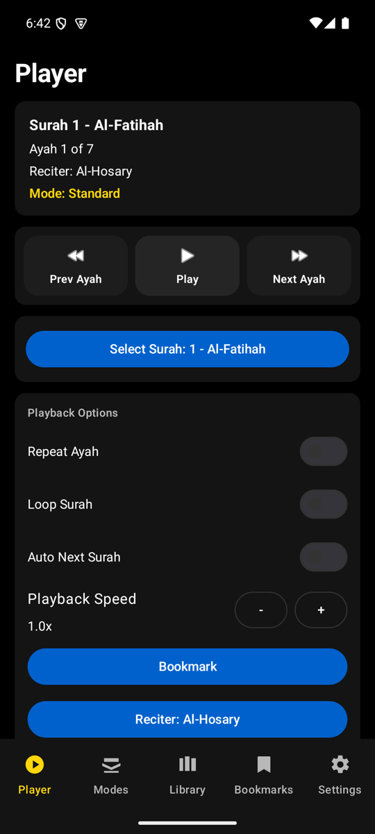 Player screen — Phone