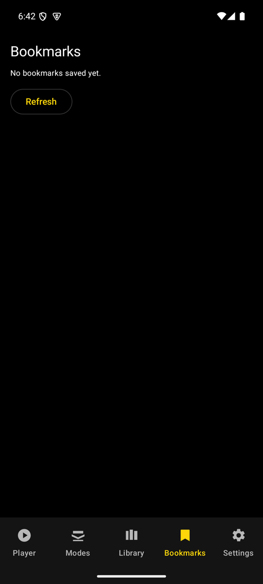 Bookmarks screen — Phone