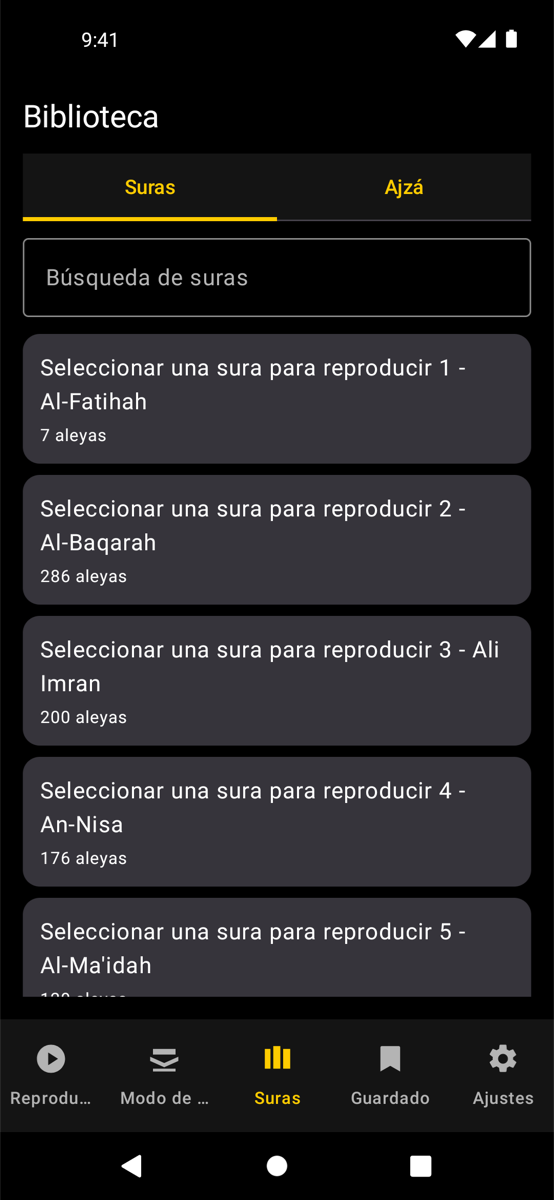 Library screen — Phone