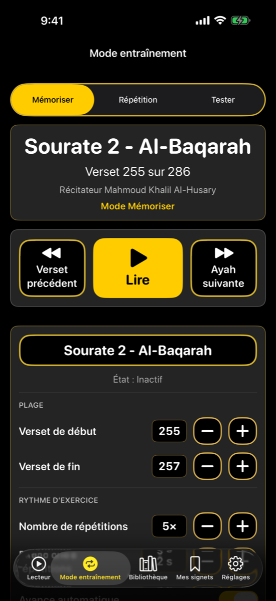 Modes screen — iPhone