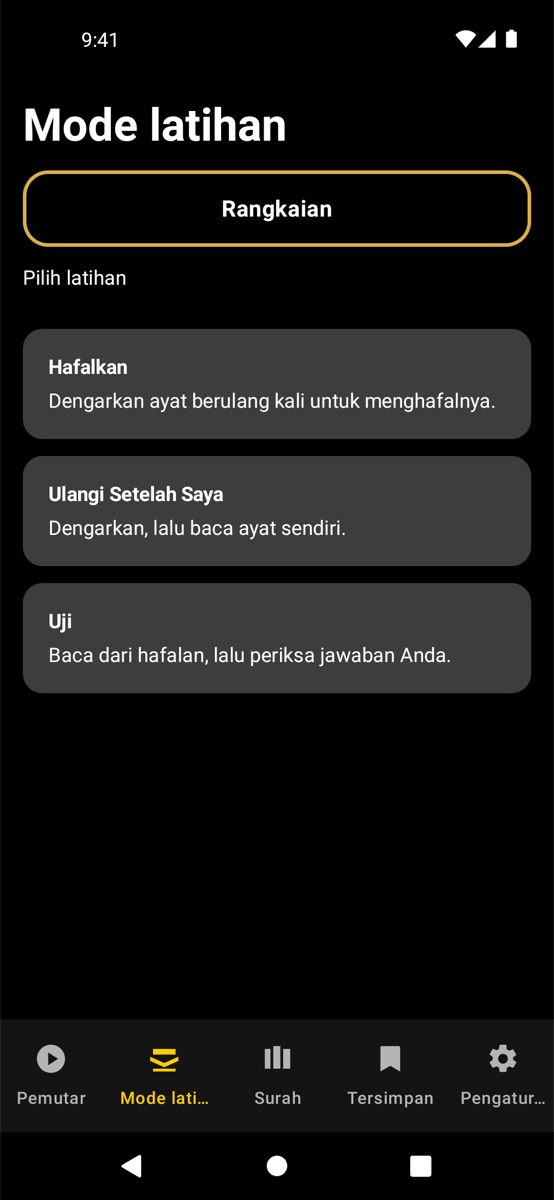 Modes screen — Phone
